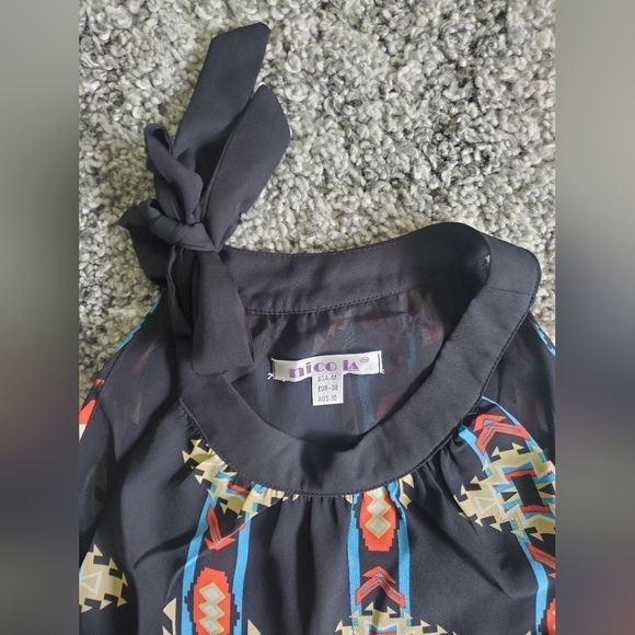 Bundle Only: Nicola Aztec print chiffon Flattering Flowy Midi women’s dress Sz M - Picture 6 of 13